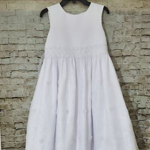 Girls White Floral Formal Communion Dress 12